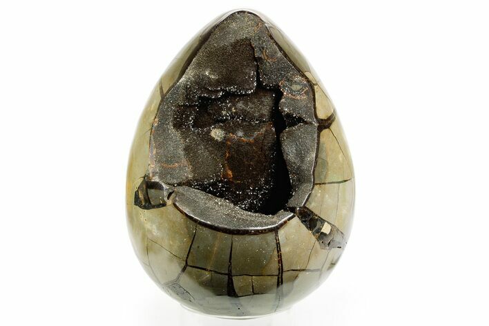 Septarian Dragon Egg Geode - Sparkly Black Crystals #364458